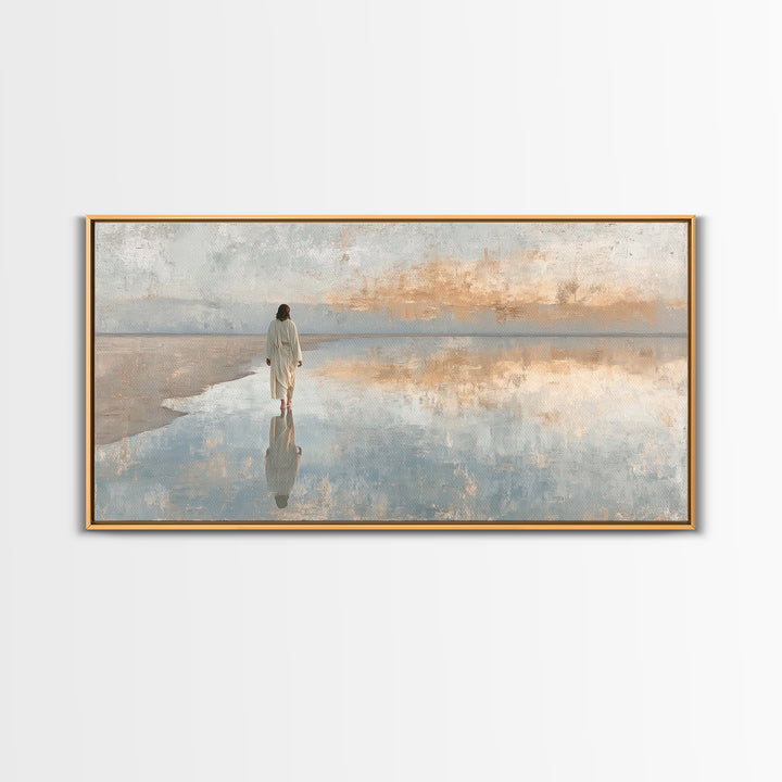 Still Waters, Framed Canvas Print, Christian Art Canvas, Jesus Wall Art, Christian Decor, Christmas Art, Christian Painting, Holiday Art