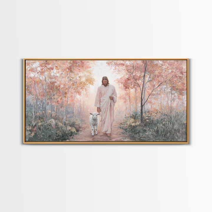 Gentle Shepherd - Framed Canvas Print - Christian Art Canvas - Jesus Wall Art - Christmas Art - Christian Painting - Holiday Art - Faith Ar