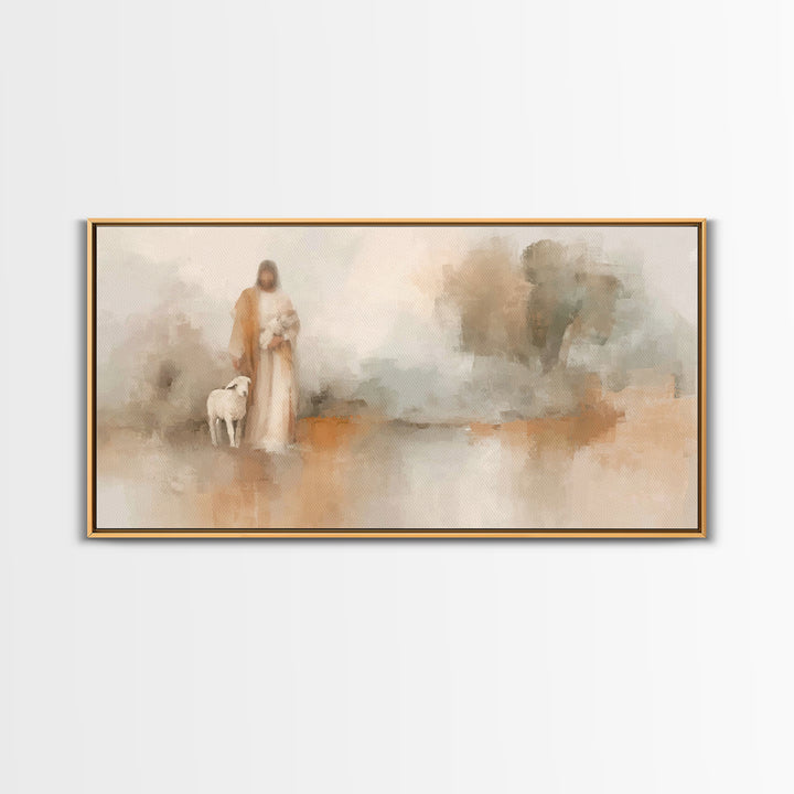 Soft Mercy Walk, Framed Canvas Print, Christian Art Canvas, Jesus Art Print, Christmas Decor, Christian Wall Art, Subtle Christian Art