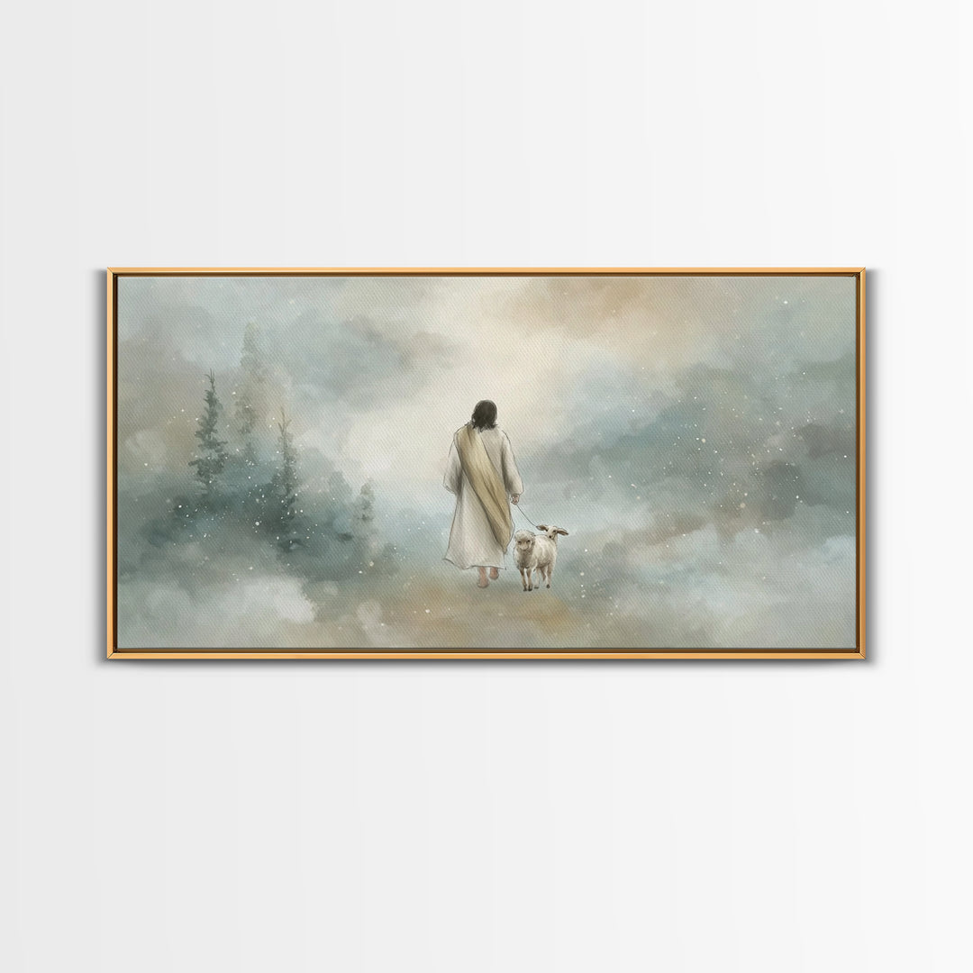 Heavenly Walk – Framed Canvas Print – Christian Art Canvas – Jesus Painting – Christian Wall Art – Christmas Art Work – Christian Decor