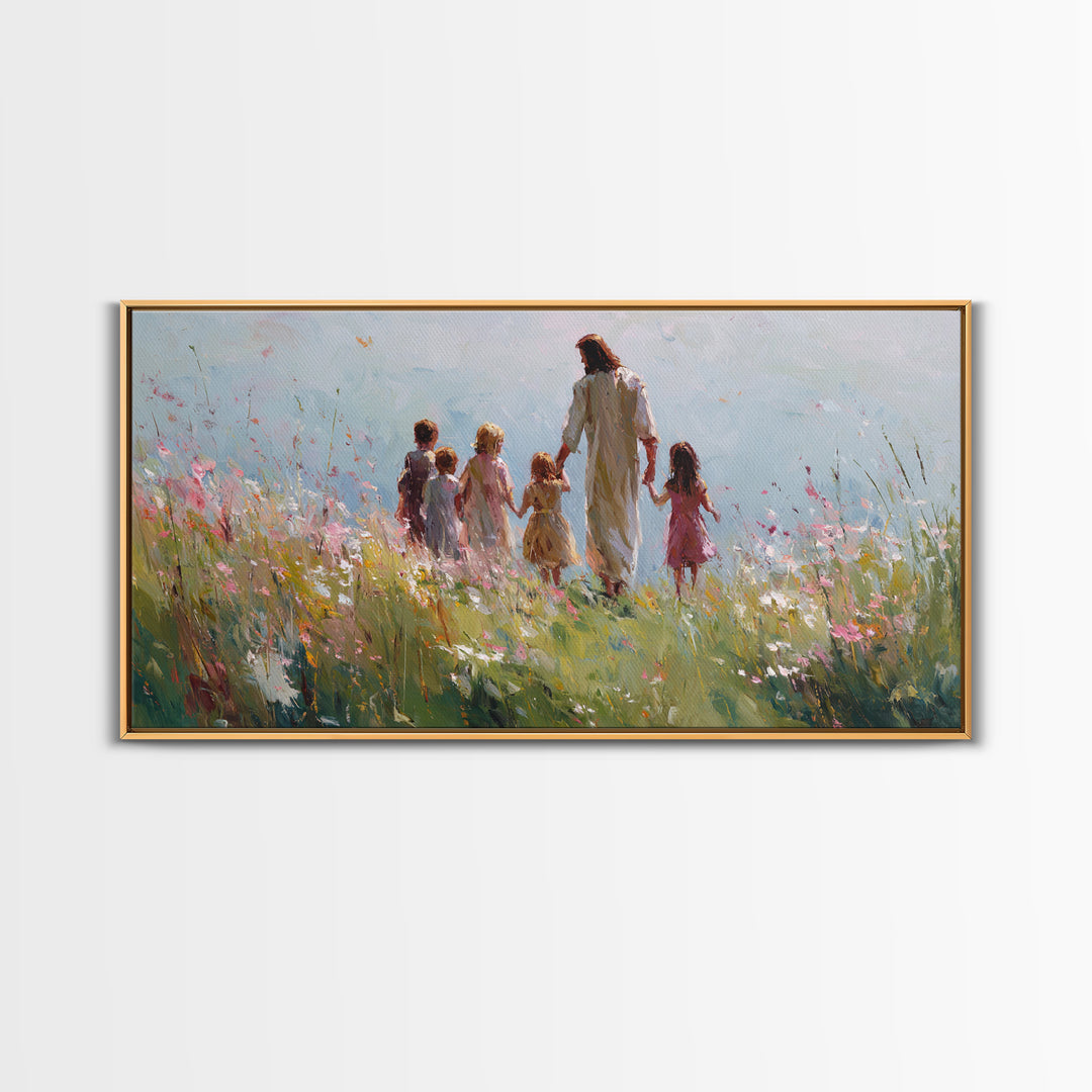 Field Of Blessings, Framed Canvas Print, Christian Art Canvas, Christian Wall Art, Jesus Painting, Christian Christmas Art, Christian Gift
