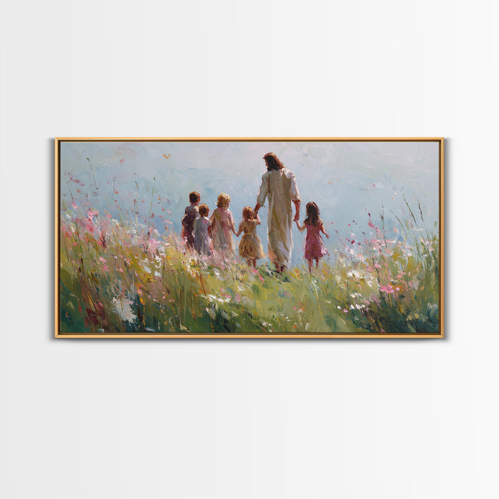 Field Of Blessings, Framed Canvas Print, Christian Art Canvas, Christian Wall Art, Jesus Painting, Christian Christmas Art, Christian Gift