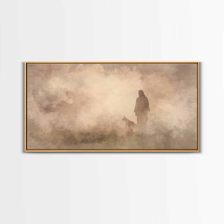 The Silent Shepherd – Framed Canvas Print – Christian Wall Art – Jesus Painting – Christian Art Canvas – Moody Christian Art – Christian De