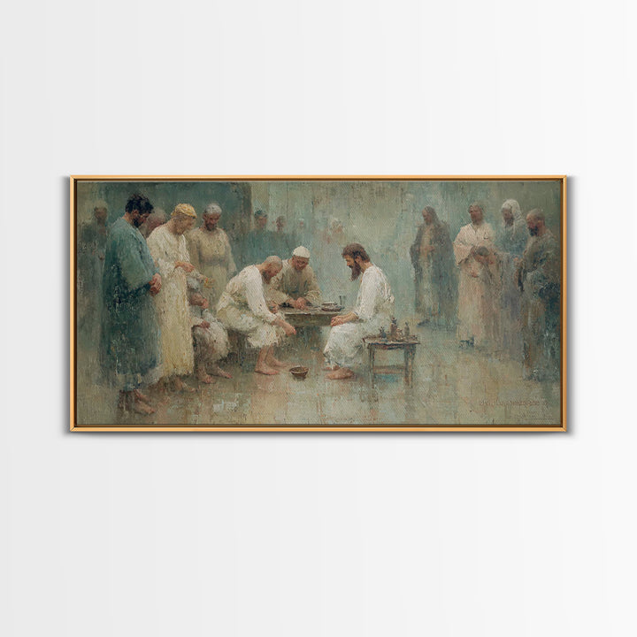 Gathered In Faith – Framed Canvas Print – Christian Art Canvas – Christian Wall Art – Jesus Painting – Subtle Christian Paintings – Christi