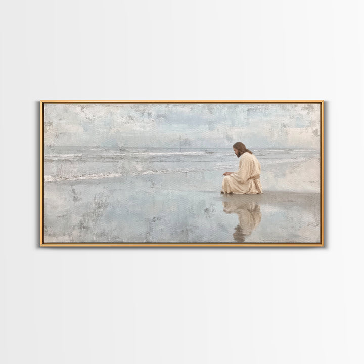 Morning Tide Hope, Framed Canvas Print, Christian Art Prints, Large Christian Art, Moody Christian Art, Christian Painting, Retro Christmas