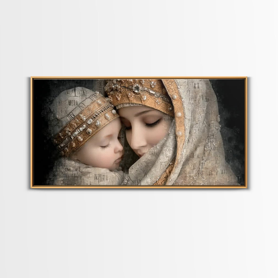 Holy Mother Grace | Framed Canvas Print | Mary and Jesus Painting | Christian Wall Art | Christian Art Print | Vintage Christian Art | Chri