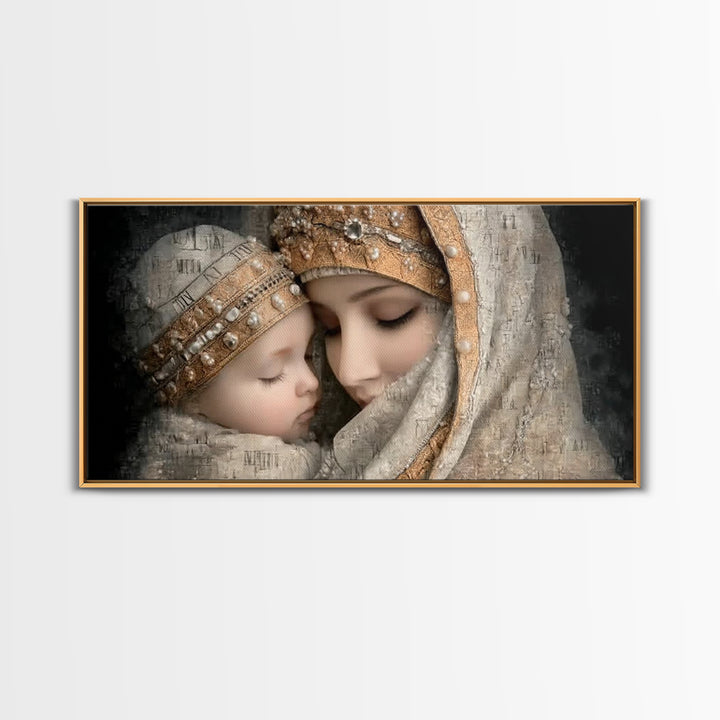 Holy Mother Grace | Framed Canvas Print | Mary and Jesus Painting | Christian Wall Art | Christian Art Print | Vintage Christian Art | Chri