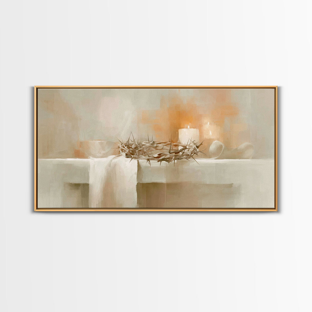 Crown Of Light | Framed Canvas Print | Christian Art Canvas | Christian Wall Art | Minimalist Christian Art | Christian Decor | Christian A