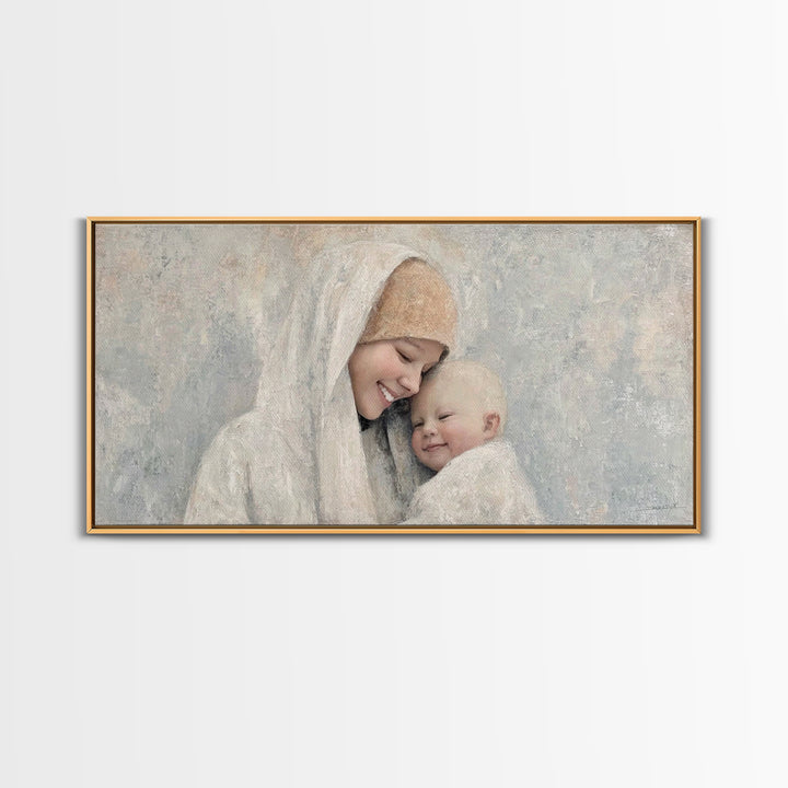 Blessed Lullaby, Framed Canvas Print, Christian Art Canvas, Christian Wall Art, Christian Christmas Art, Jesus Painting, Christian Gift