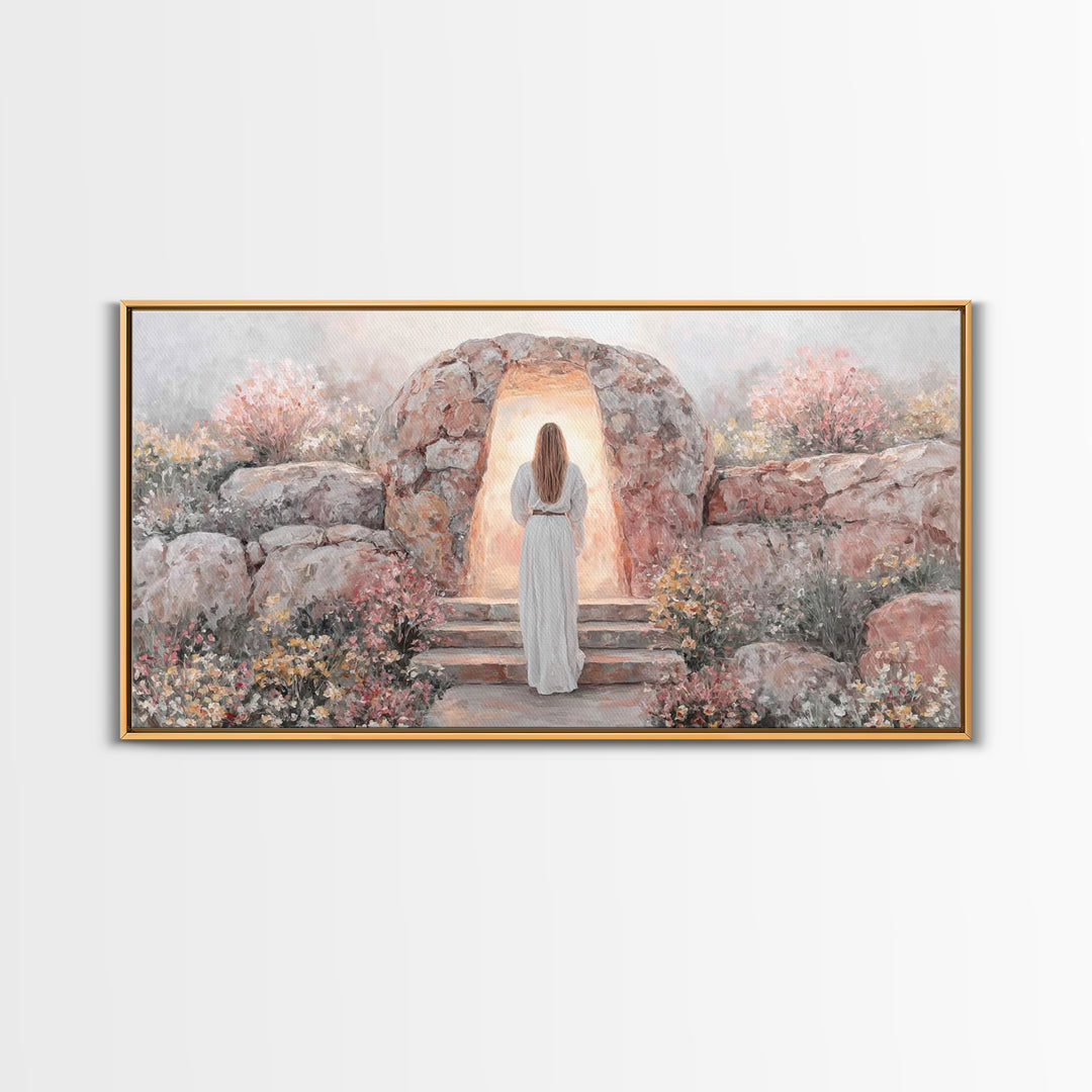 Path Of Light – Framed Canvas Print – Christmas Art – Jesus Painting – Christian Art Canvas – Large Christian Art – Christian Wall Art