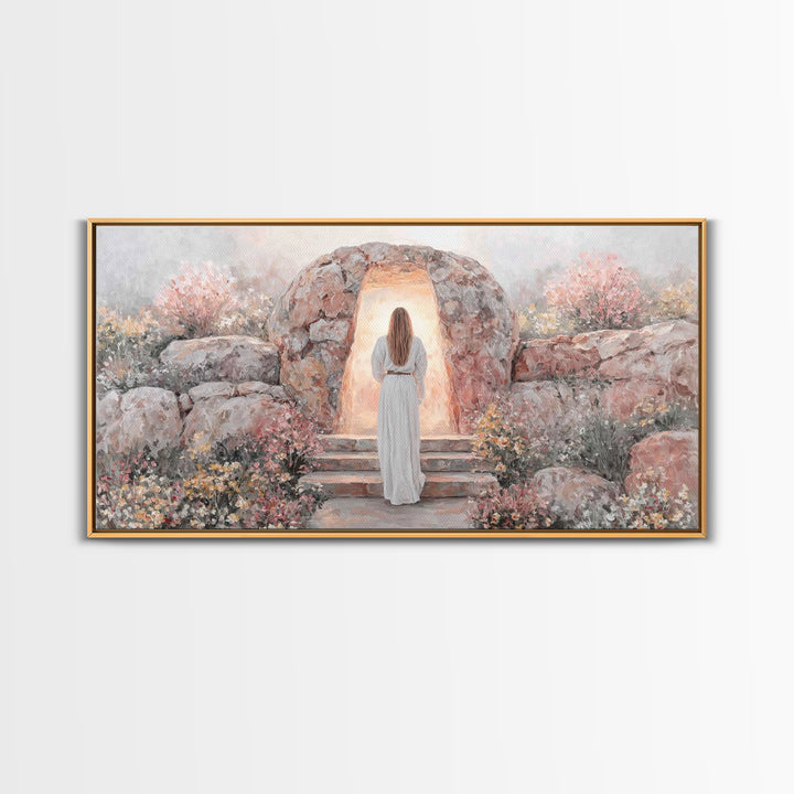 Path Of Light – Framed Canvas Print – Christmas Art – Jesus Painting – Christian Art Canvas – Large Christian Art – Christian Wall Art