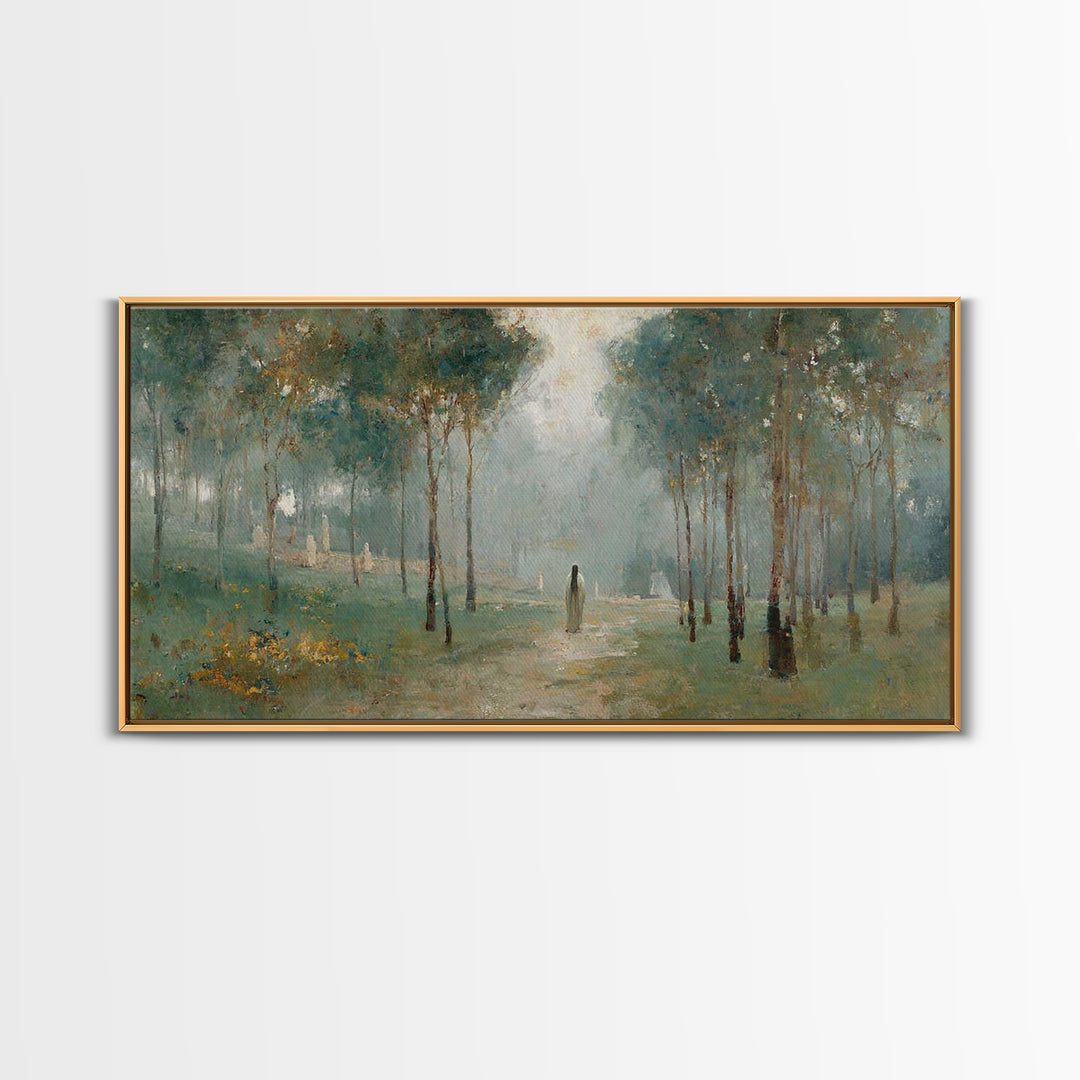 Morning Hope Trail – Framed Canvas Print – Christian Wall Art – Christian Art Canvas – Moody Christian Art – Christmas Art – Art Print