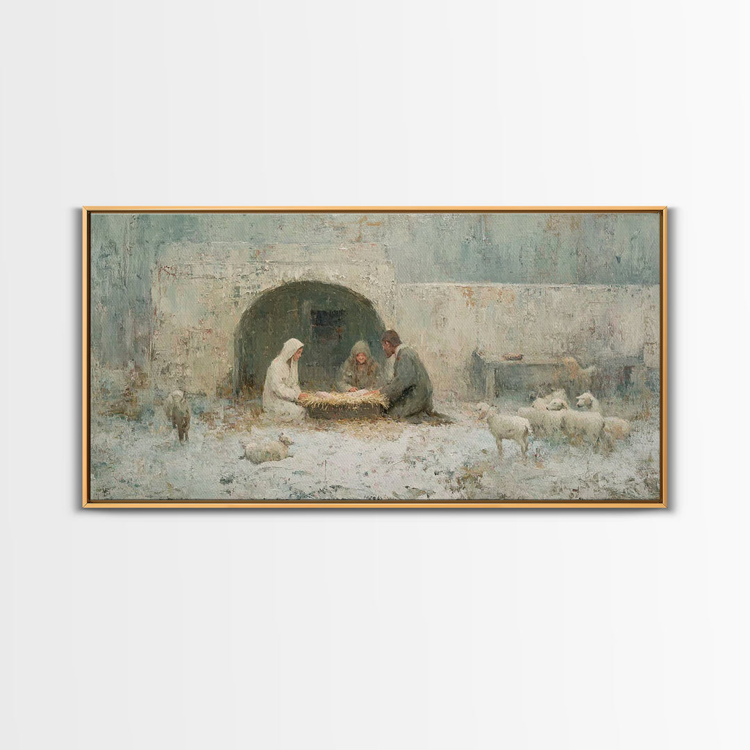 Bethlehem Peace – Framed Canvas Print – Christian Wall Art – Vintage Christian Art – Christian Art Canvas – Birth Of Jesus Painting