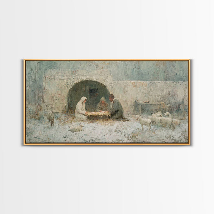 Bethlehem Peace – Framed Canvas Print – Christian Wall Art – Vintage Christian Art – Christian Art Canvas – Birth Of Jesus Painting