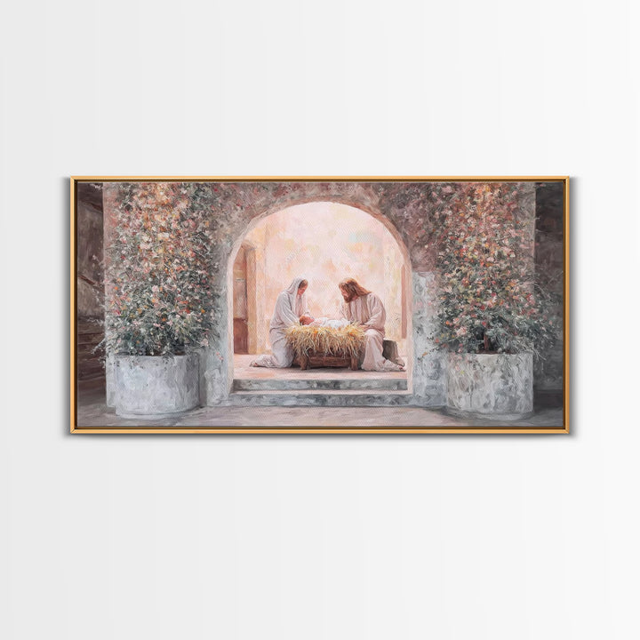 Radiant Nativity – Framed Canvas Print – Christian Christmas Art – Christian Art Canvas – Jesus Painting – Christian Decor For Home
