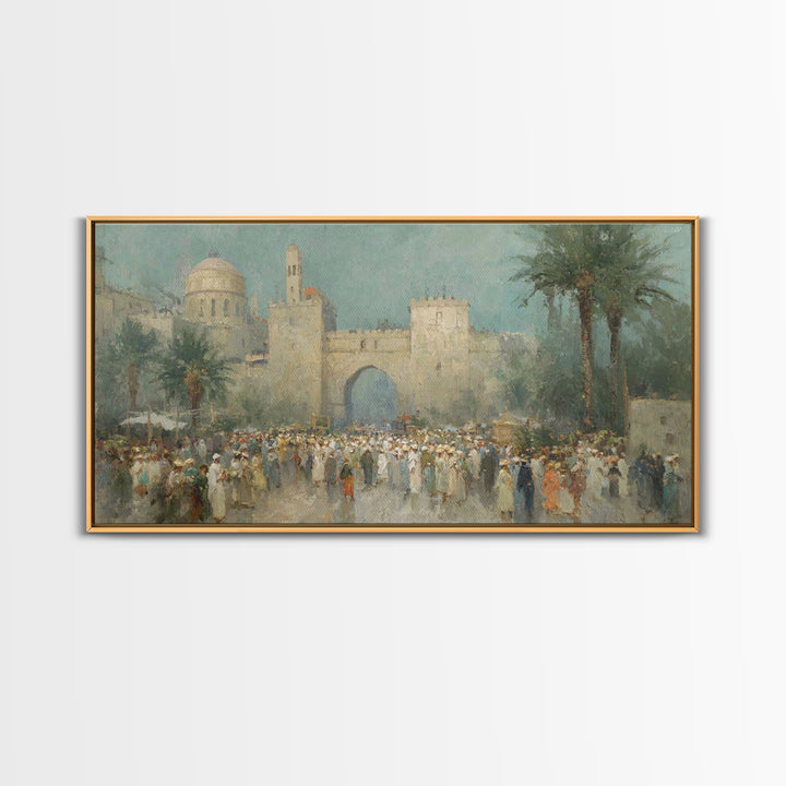 Jerusalem Gathering – Framed Canvas Print – Christian Art Canvas – Christian Wall Art – Vintage Christian Art – Christian Gift Ideas