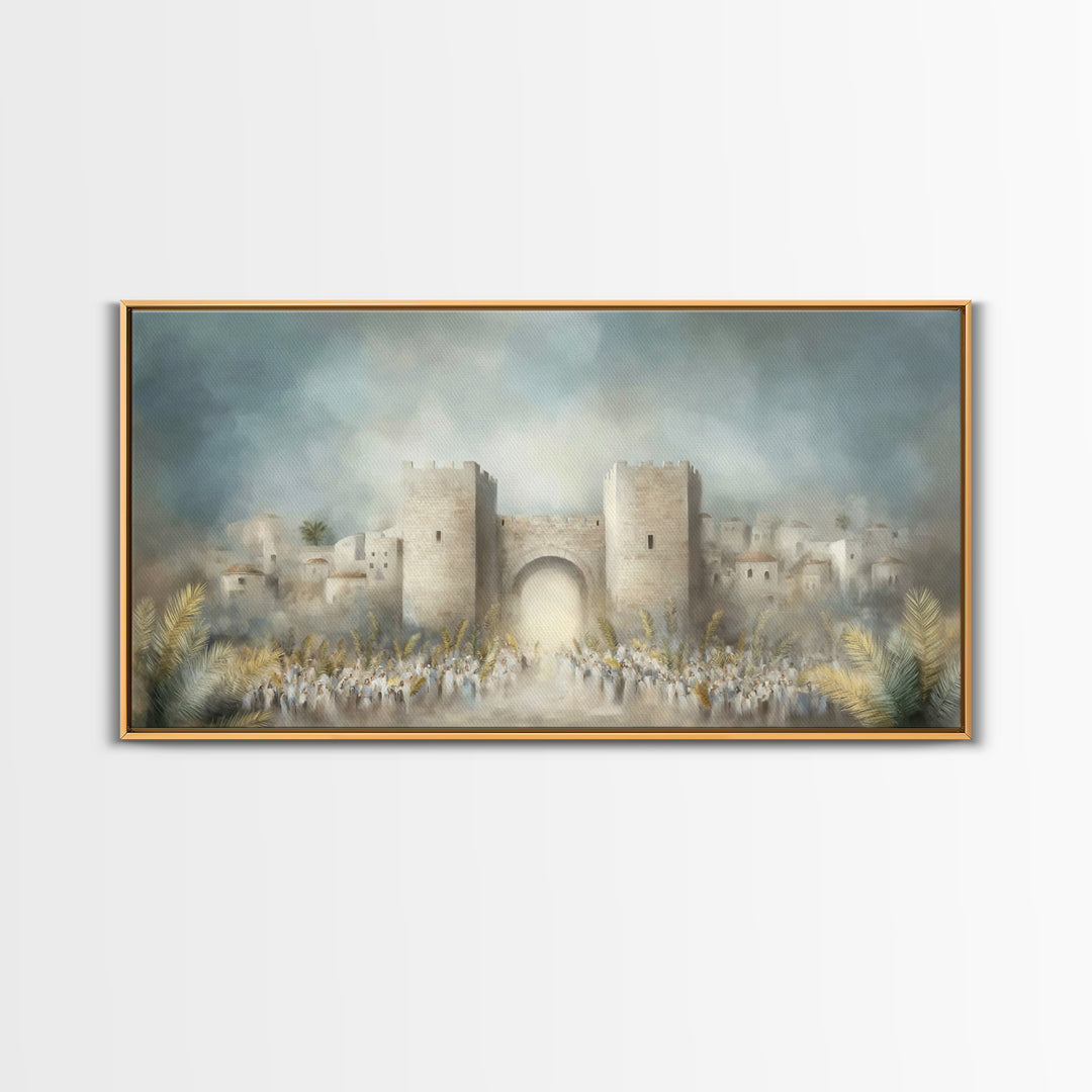 Triumphal Entry – Framed Canvas Print – Christian Art Canvas – Christian Painting – Christian Wall Art – Christian Christmas Decor