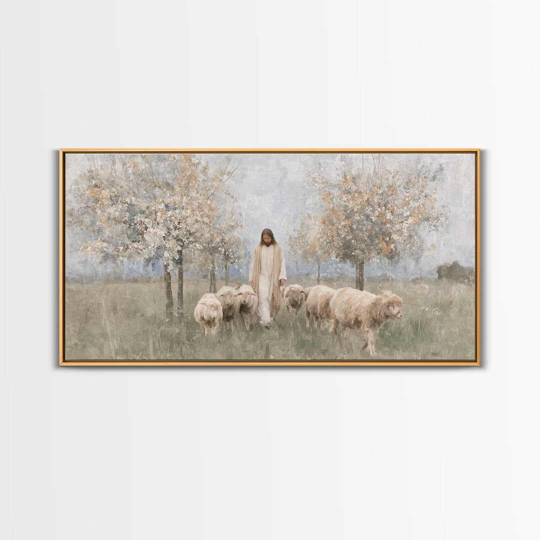Shepherds Of Grace – Framed Canvas Print – Christian Wall Art – Jesus Painting – Christian Art Canvas – Christian Christmas Decor