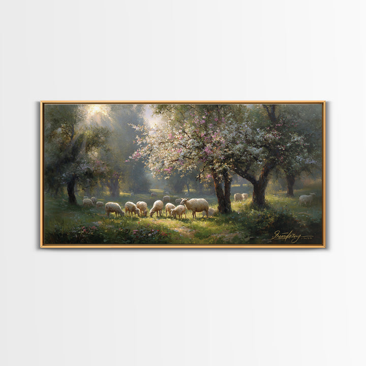 Garden Of Light | Framed Canvas Print | Christian Painting | Jesus Wall Art | Christian Gift Ideas | Vintage Christian Art