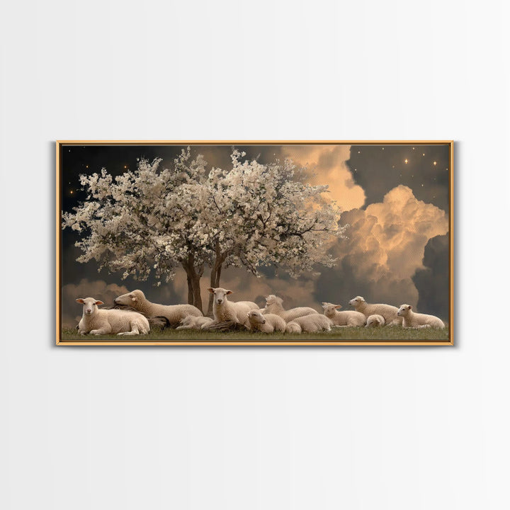 Silent Orchard Hope | Framed Canvas Print | Christian Art Work | Jesus Painting | Christian Christmas Decor | Large Christian Art