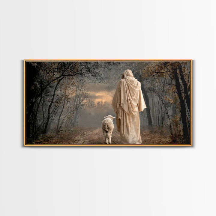 Guiding Shepherd - Framed Canvas Print - Jesus Painting - Christian Wall Art - Christian Christmas Decor - Christian Art Print