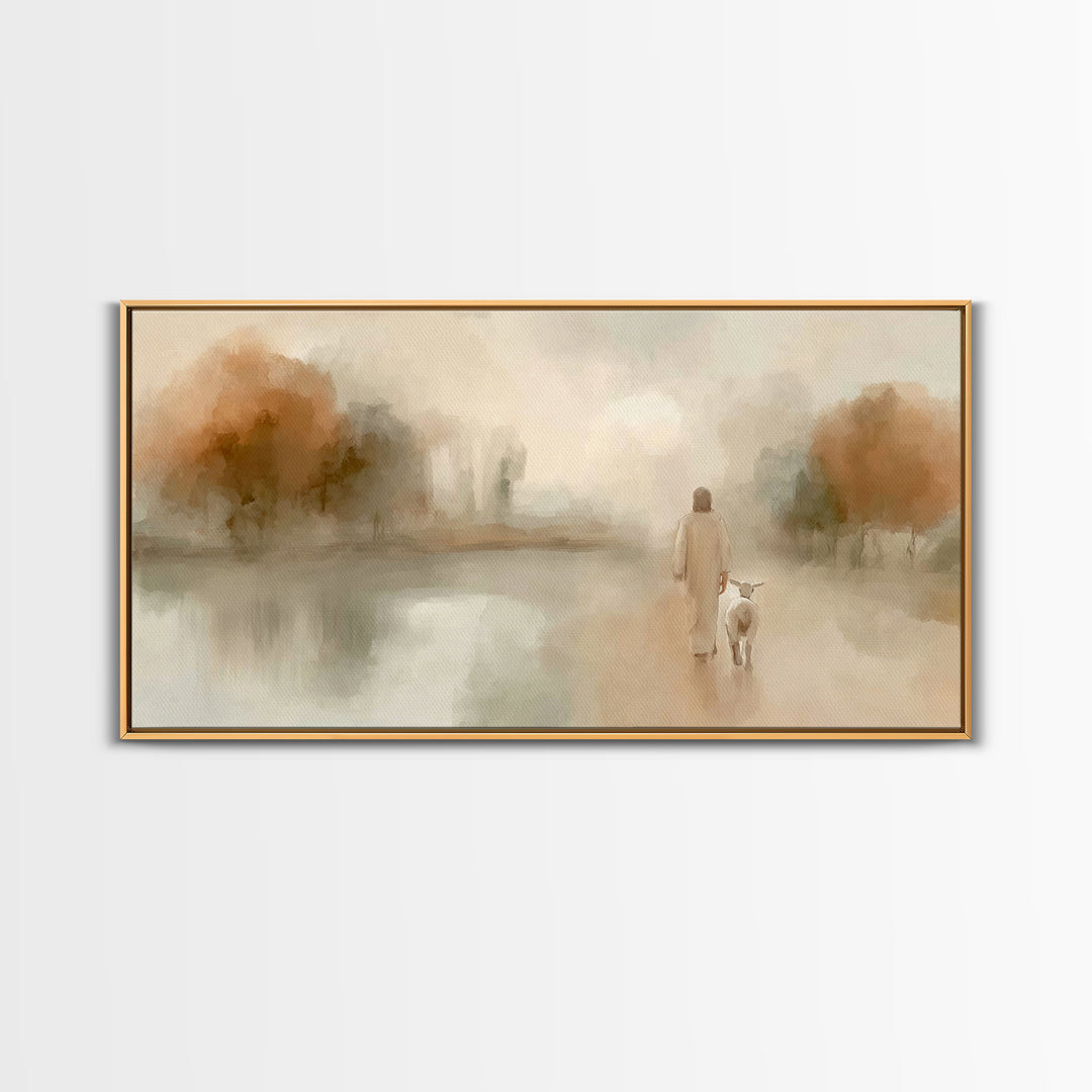 Quiet Redeemer – Framed Canvas Print – Christian Art Canvas – Jesus Painting – Christian Wall Art – Minimalist Christian Art – Christian Gi