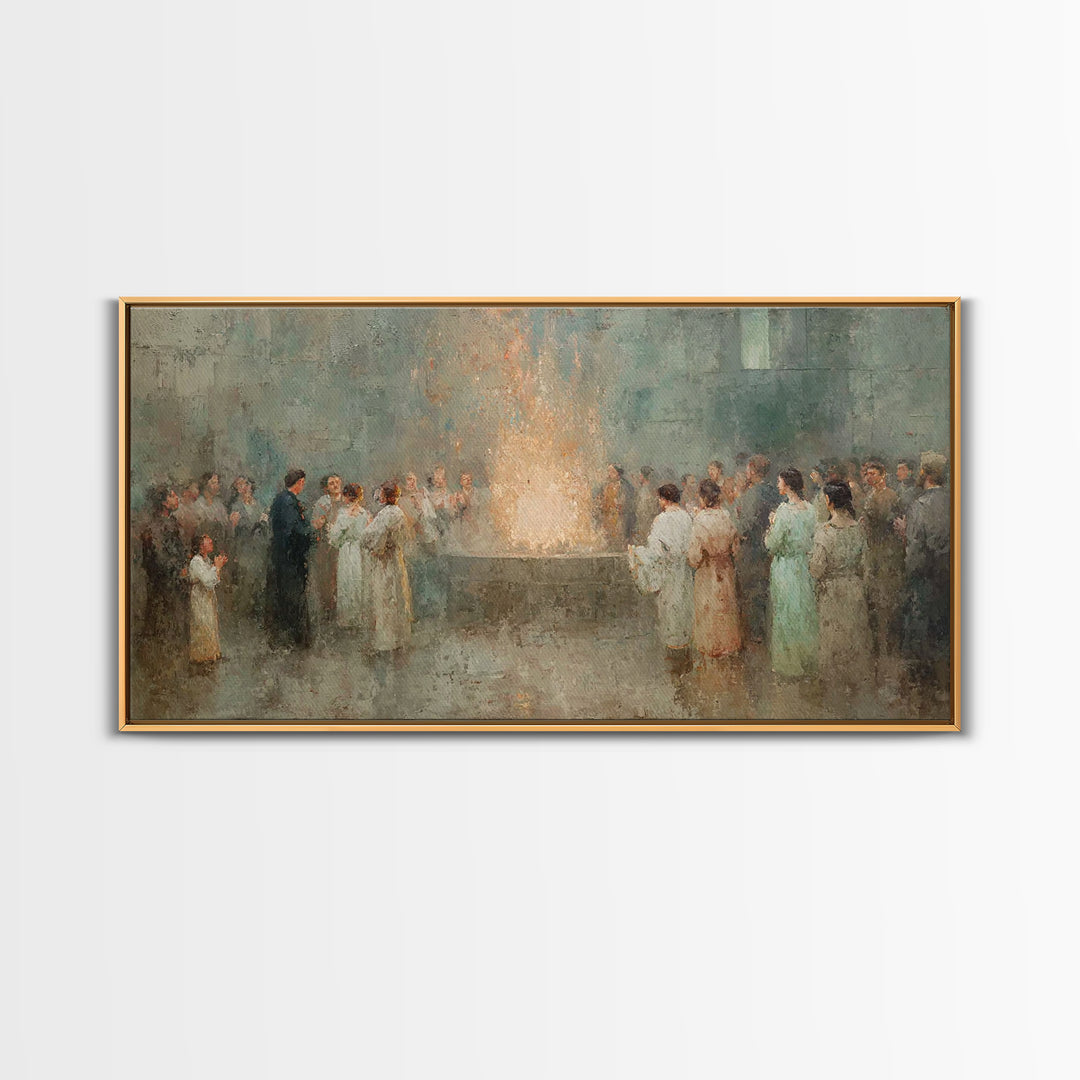 Holy Fire Circle, Framed Canvas Print, Christian Art Canvas, Christian Painting, Christmas Wall Art, Christian Christmas Art