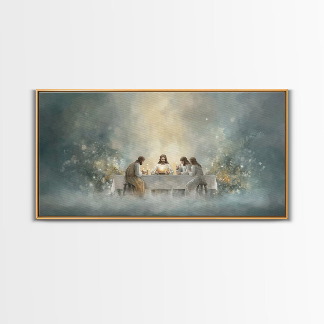 Heavenly Banquet – Framed Canvas Print – Christian Art Canvas – Jesus Painting – Christian Wall Art – Christmas Art Prints