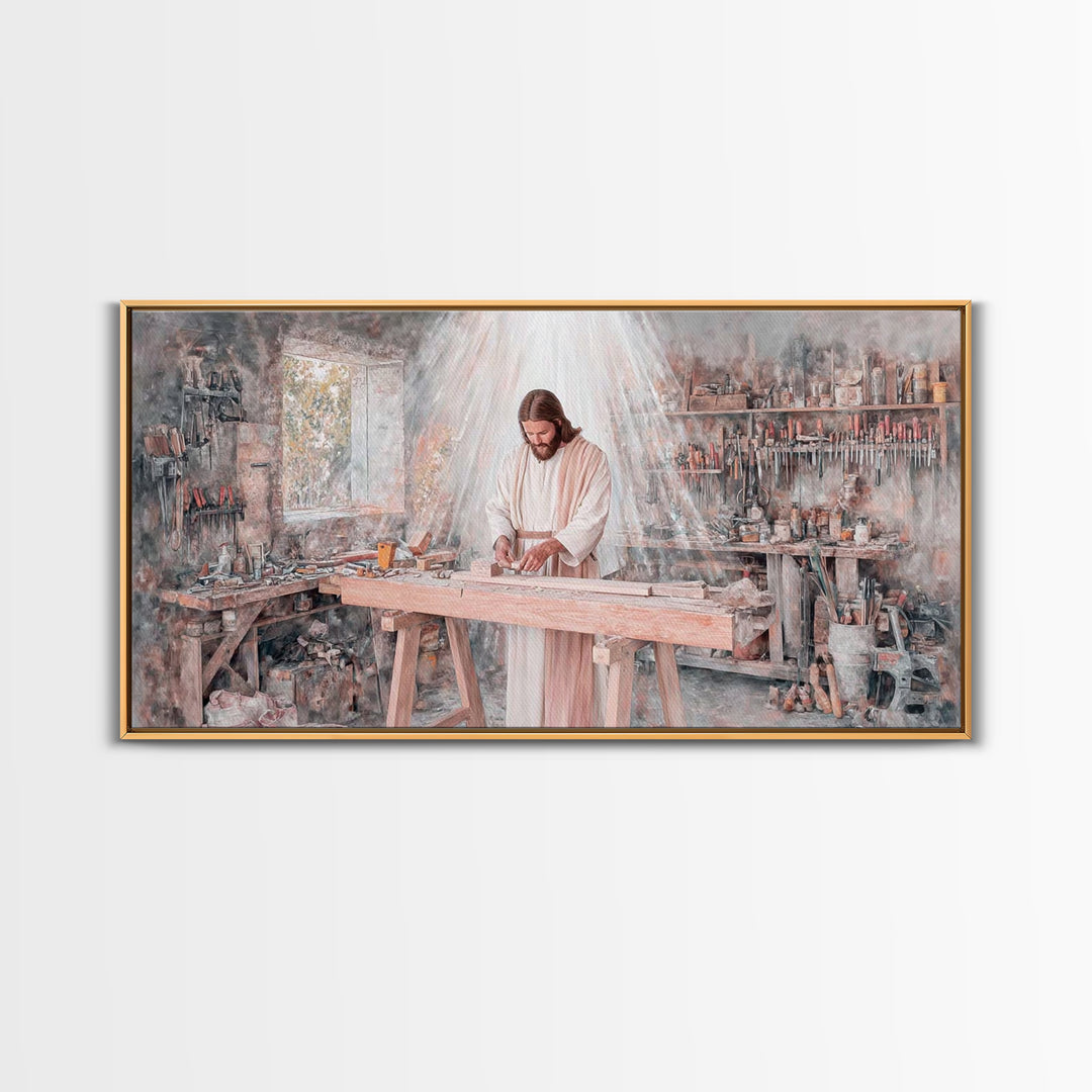 Carpenter’s Calling – Framed Canvas Print – Christian Wall Art – Jesus Painting – Christian Art Canvas – Christian Decor – Christian Art