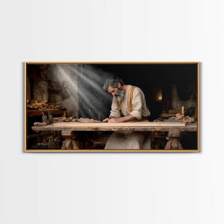 Workshop Of Faith – Framed Canvas Print – Christian Art Canvas – Christian Wall Art – Jesus Painting – Christian Decor – Christian Gift
