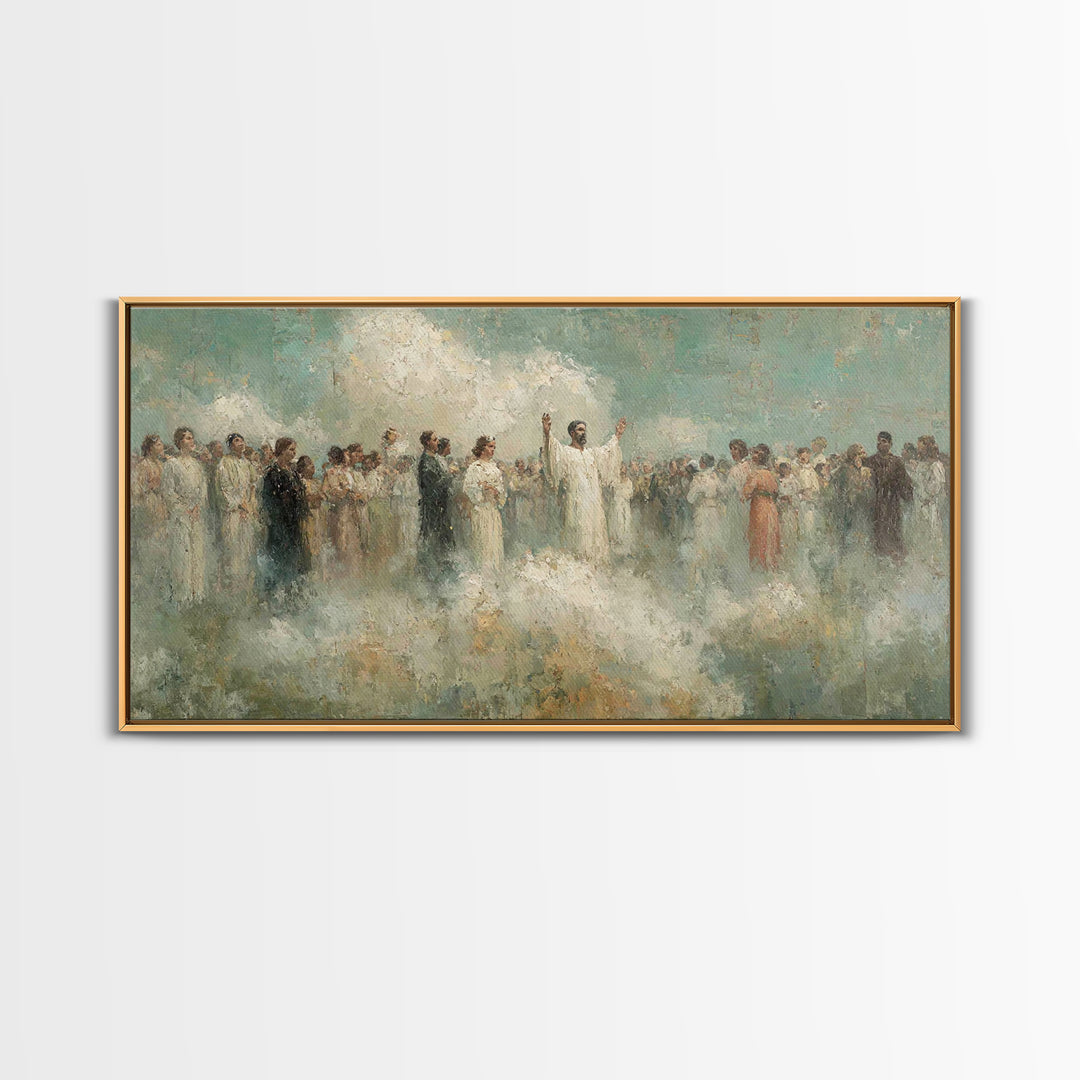 Heavenly Gathering – Framed Canvas Print – Christian Art Canvas – Christian Wall Art – Christian Christmas Art – Large Christian Painting –