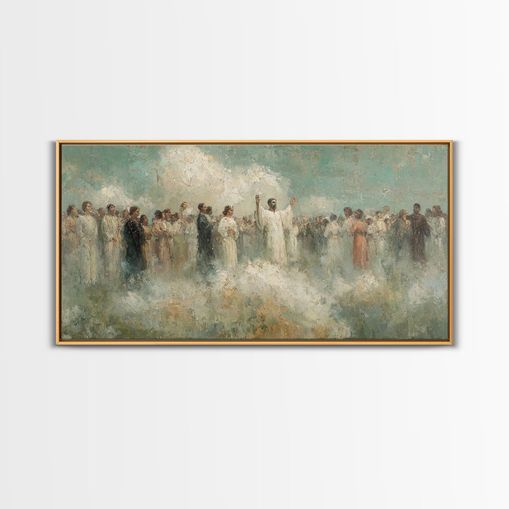 Heavenly Gathering – Framed Canvas Print – Christian Art Canvas – Christian Wall Art – Christian Christmas Art – Large Christian Painting –