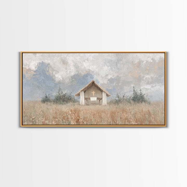 Fieldside Sanctuary – Framed Canvas Print – Christian Decor – Christian Wall Art – Minimalist Christian Art – Christian Art Canvas – Subtle