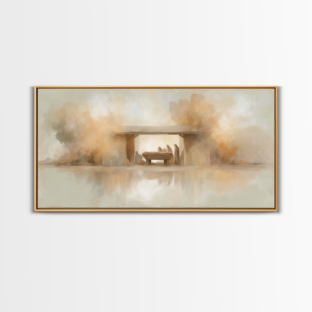 Nativity Dawn – Framed Canvas Print – Christian Christmas Art – Christmas Canvas Wall Art – Christian Wall Art – Modern Christian Art – Chr
