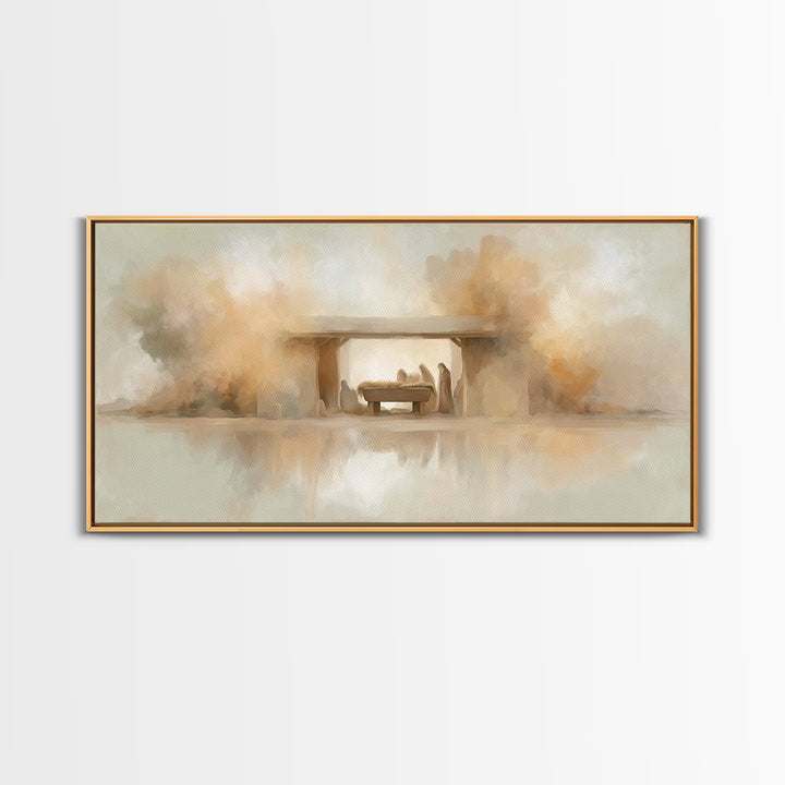 Nativity Dawn – Framed Canvas Print – Christian Christmas Art – Christmas Canvas Wall Art – Christian Wall Art – Modern Christian Art – Chr