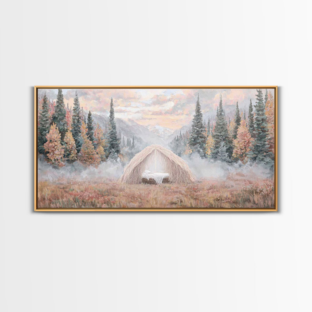 Forest Nativity | Framed Canvas Print | Christian Christmas Art | Jesus Painting | Christian Wall Art | Christmas Art | Christian Art Canva