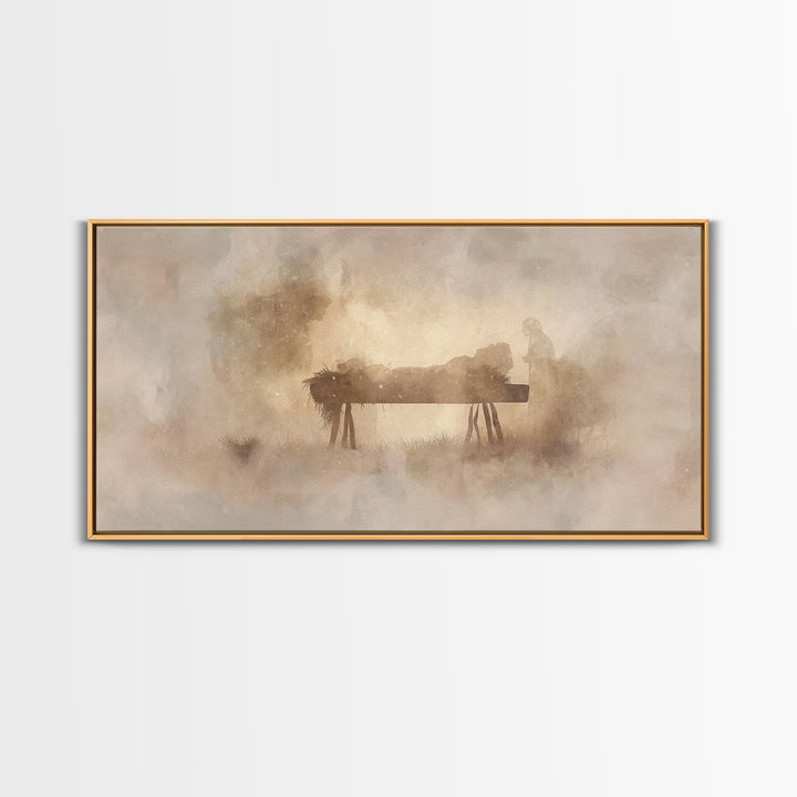 Holy Visitors, Framed Canvas Print, Christian Wall Art, Christian Christmas Art, Jesus Painting, Christmas Art, Christian Art Canvas