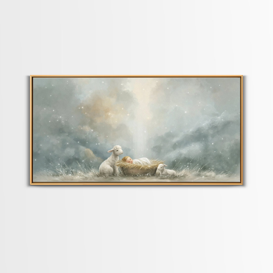 Lamb Of Peace – Framed Canvas Print – Christian Wall Art – Christian Art Canvas – Jesus Painting – Christian Christmas Art – Christmas Art