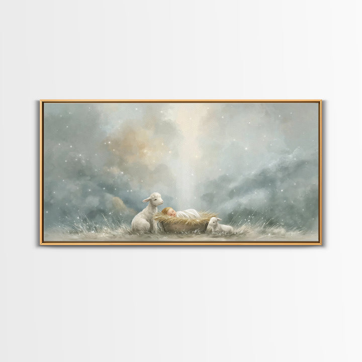 Lamb Of Peace – Framed Canvas Print – Christian Wall Art – Christian Art Canvas – Jesus Painting – Christian Christmas Art – Christmas Art