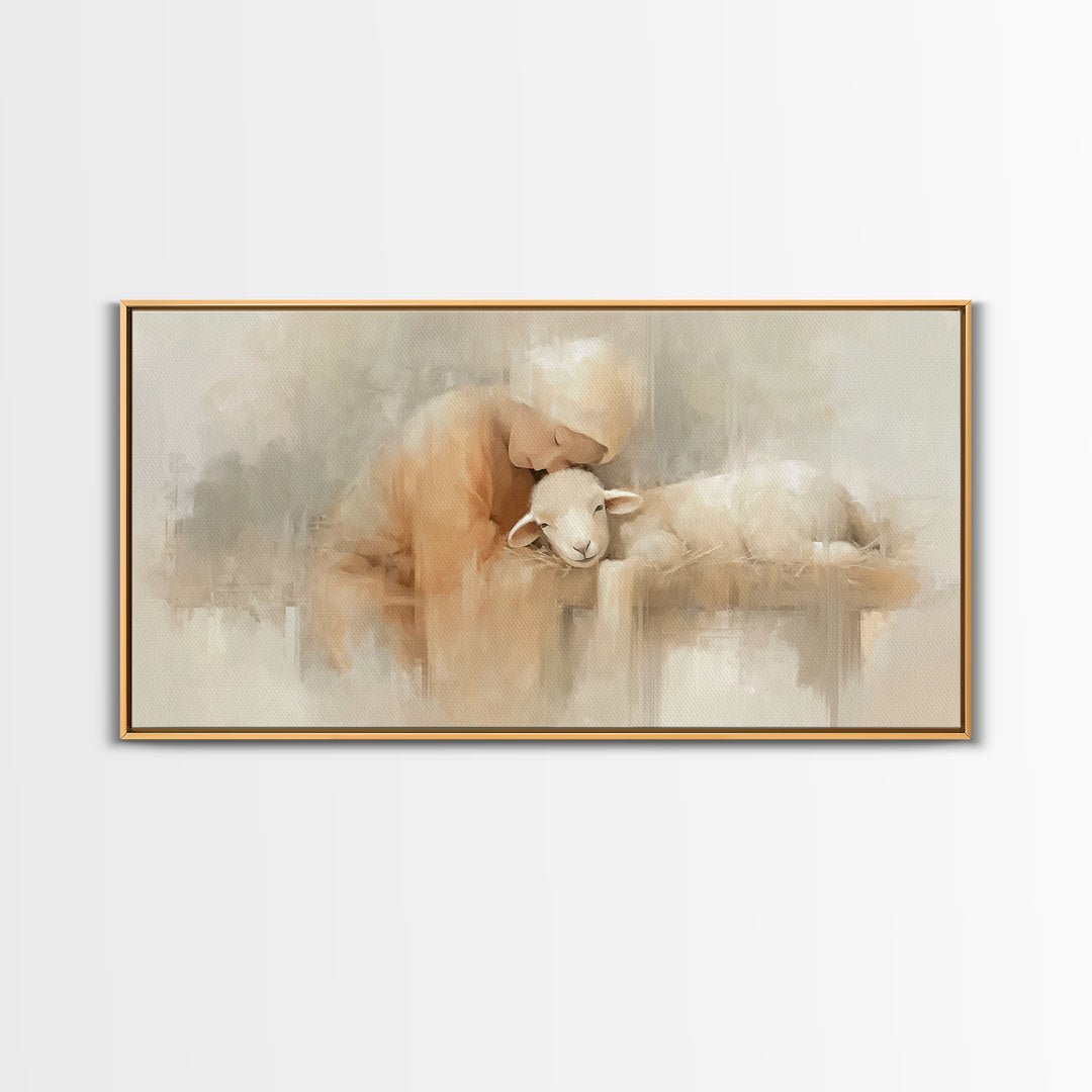 Tender Blessing – Framed Canvas Print – Christian Art Canvas – Christian Christmas Art – Christian Wall Art – Jesus Painting – Christmas Ar