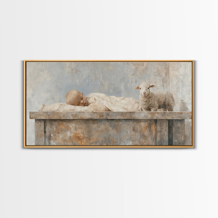 Manger Peace Dawn – Framed Canvas Print – Christian Wall Art – Christian Art Canvas – Jesus Christmas Art – Christmas Art Prints
