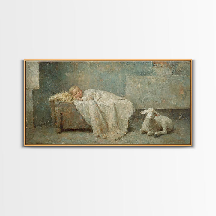 Silent Holy Rest – Framed Canvas Print – Christian Art Canvas – Christmas Wall Art – Jesus Painting – Christian Christmas Decor