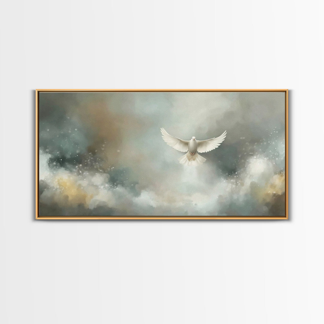Cloudborne Peace – Framed Canvas Print – Christian Art Print – Blue Christian Art – Christian Decor For Home – Christmas Art