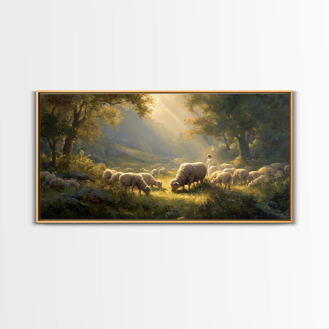 Shepherds Of Light – Framed Canvas Print – Christian Wall Art – Christian Art Canvas – Jesus Painting – Christmas Art – Christian Christmas