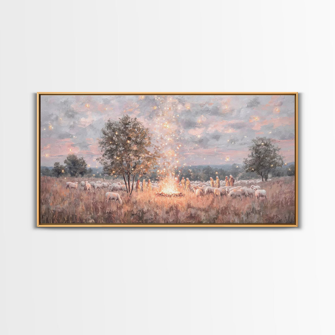 Glory In The Field | Framed Canvas Print | Christian Art Canvas | Christmas Art | Christian Wall Art | Jesus Painting | Christian Christmas