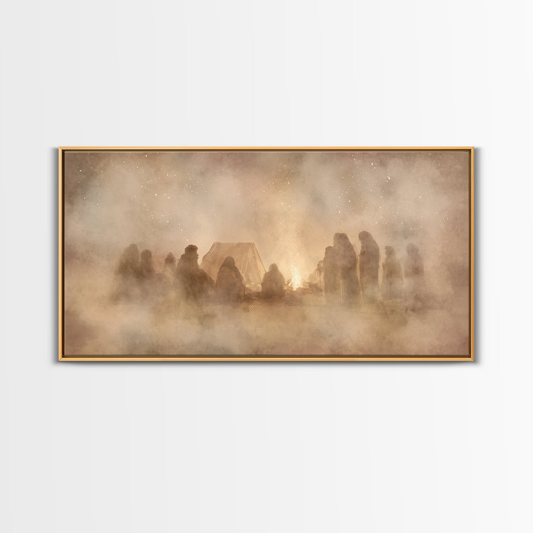 Silent Star Gathering | Framed Canvas Print | Christian Wall Art | Jesus Painting | Christmas Art | Christian Christmas Art | Christian Art
