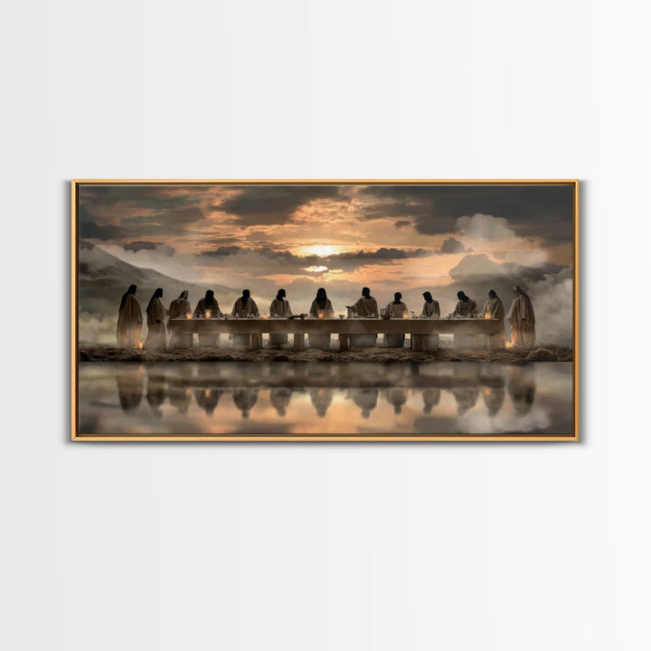 Sacred Supper Horizon – Framed Canvas Print – Christian Wall Art – Christian Art Canvas – Jesus Painting – Christian Christmas Art – Christ