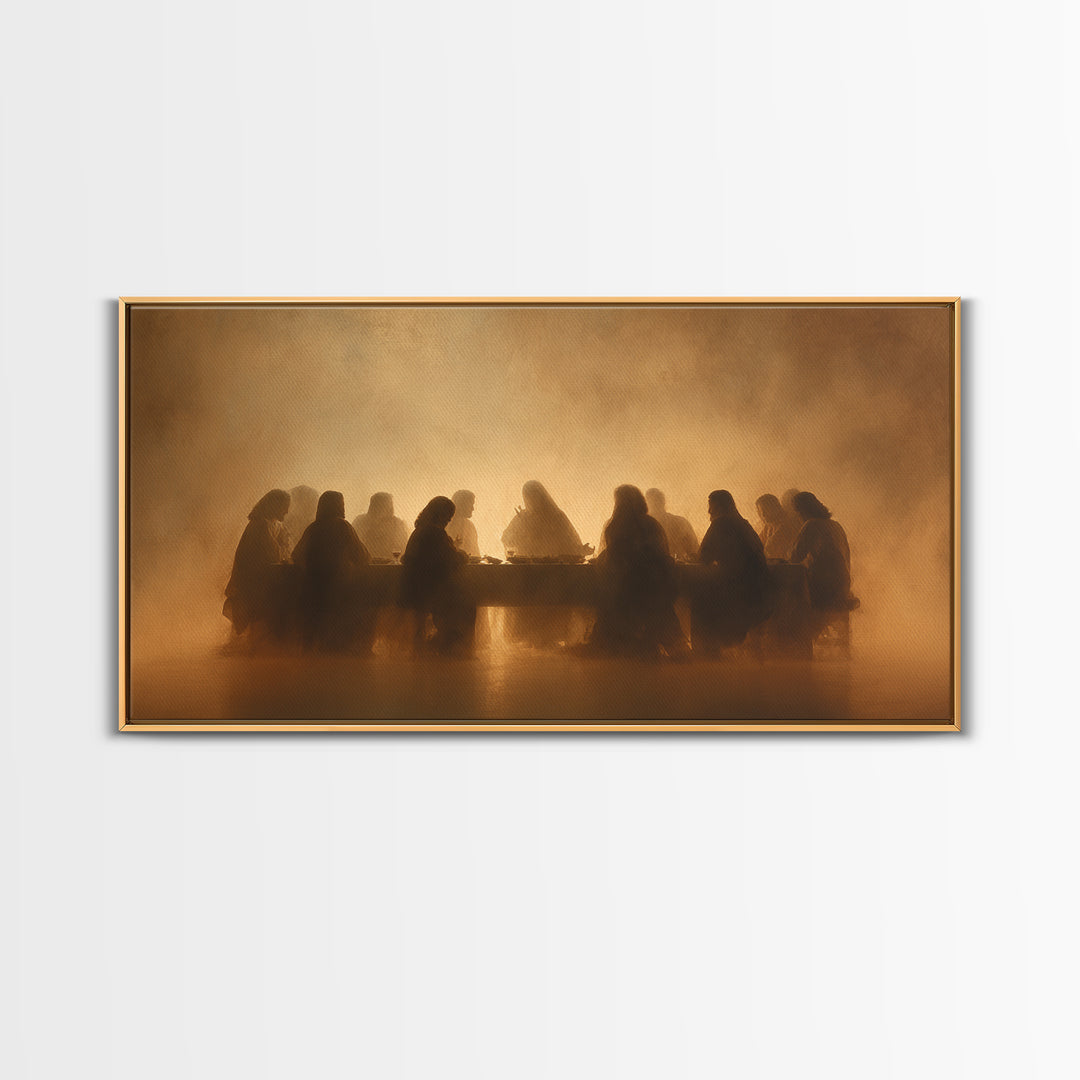 Golden Gathering | Framed Canvas Print | Christian Wall Art | Christian Art Canvas | Jesus Painting | Christian Christmas Decor | Christian