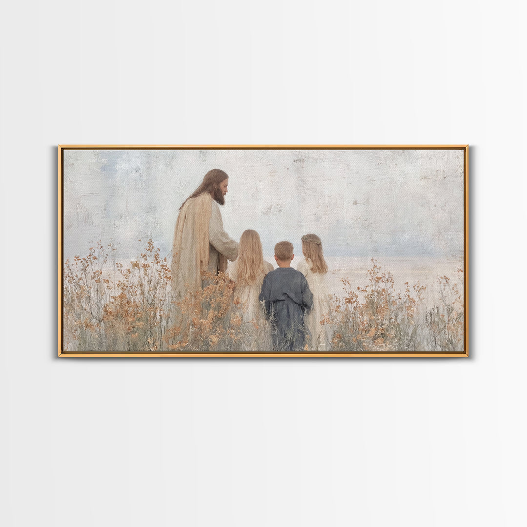 Gentle Meadow – Framed Canvas Print – Christian Art Canvas – Jesus Painting – Christian Wall Art – Christian Gift Ideas – Christian Decor