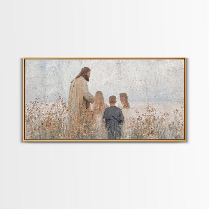Gentle Meadow – Framed Canvas Print – Christian Art Canvas – Jesus Painting – Christian Wall Art – Christian Gift Ideas – Christian Decor
